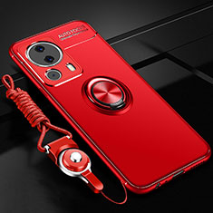 Ultra-thin Silicone Gel Soft Case Cover with Magnetic Finger Ring Stand SD3 for Xiaomi Civi 2 5G Red