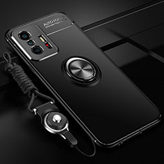 Ultra-thin Silicone Gel Soft Case Cover with Magnetic Finger Ring Stand SD3 for Xiaomi Mi 11T 5G Black