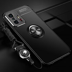 Ultra-thin Silicone Gel Soft Case Cover with Magnetic Finger Ring Stand SD3 for Xiaomi Mi 11T Pro 5G Black