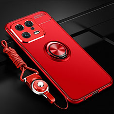 Ultra-thin Silicone Gel Soft Case Cover with Magnetic Finger Ring Stand SD3 for Xiaomi Mi 13 Pro 5G Red