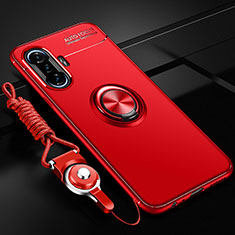 Ultra-thin Silicone Gel Soft Case Cover with Magnetic Finger Ring Stand SD3 for Xiaomi Poco F3 GT 5G Red