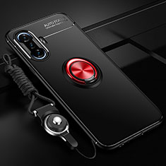 Ultra-thin Silicone Gel Soft Case Cover with Magnetic Finger Ring Stand SD3 for Xiaomi Poco F3 GT 5G Red and Black