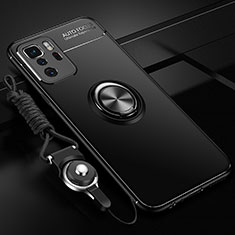 Ultra-thin Silicone Gel Soft Case Cover with Magnetic Finger Ring Stand SD3 for Xiaomi Poco X3 GT 5G Black