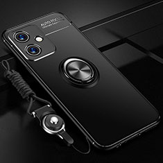 Ultra-thin Silicone Gel Soft Case Cover with Magnetic Finger Ring Stand SD3 for Xiaomi Redmi Note 12R Pro 5G Black