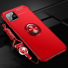 Ultra-thin Silicone Gel Soft Case Cover with Magnetic Finger Ring Stand T01 for Apple iPhone 11 Pro Red