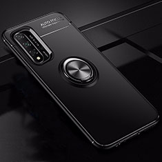 Ultra-thin Silicone Gel Soft Case Cover with Magnetic Finger Ring Stand T01 for Huawei Honor 20S Black