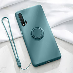 Ultra-thin Silicone Gel Soft Case Cover with Magnetic Finger Ring Stand T01 for Huawei Nova 6 Green