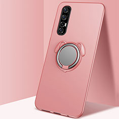 Ultra-thin Silicone Gel Soft Case Cover with Magnetic Finger Ring Stand T01 for Oppo Find X2 Neo Rose Gold