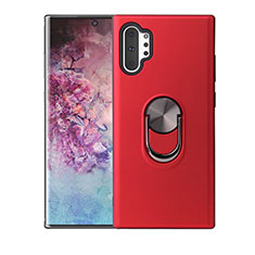 Ultra-thin Silicone Gel Soft Case Cover with Magnetic Finger Ring Stand T01 for Samsung Galaxy Note 10 Plus 5G Red