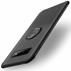 Ultra-thin Silicone Gel Soft Case Cover with Magnetic Finger Ring Stand T01 for Samsung Galaxy S10 5G Black