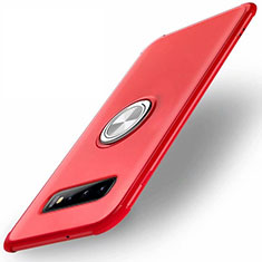 Ultra-thin Silicone Gel Soft Case Cover with Magnetic Finger Ring Stand T01 for Samsung Galaxy S10 5G Red