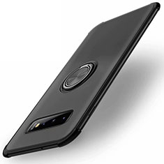 Ultra-thin Silicone Gel Soft Case Cover with Magnetic Finger Ring Stand T01 for Samsung Galaxy S10 Plus Black