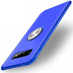 Ultra-thin Silicone Gel Soft Case Cover with Magnetic Finger Ring Stand T01 for Samsung Galaxy S10 Plus Blue