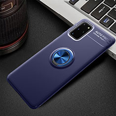 Ultra-thin Silicone Gel Soft Case Cover with Magnetic Finger Ring Stand T01 for Samsung Galaxy S20 Plus 5G Blue