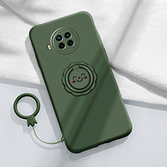 Ultra-thin Silicone Gel Soft Case Cover with Magnetic Finger Ring Stand T01 for Xiaomi Mi 10i 5G Midnight Green