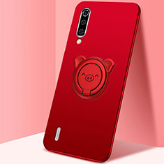 Ultra-thin Silicone Gel Soft Case Cover with Magnetic Finger Ring Stand T01 for Xiaomi Mi A3 Red