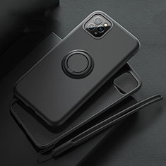 Ultra-thin Silicone Gel Soft Case Cover with Magnetic Finger Ring Stand T02 for Apple iPhone 11 Pro Black