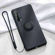 Ultra-thin Silicone Gel Soft Case Cover with Magnetic Finger Ring Stand T02 for Huawei Honor 20 Pro Black