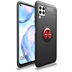 Ultra-thin Silicone Gel Soft Case Cover with Magnetic Finger Ring Stand T02 for Huawei Nova 6 SE Red and Black