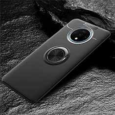 Ultra-thin Silicone Gel Soft Case Cover with Magnetic Finger Ring Stand T02 for OnePlus 7T Black