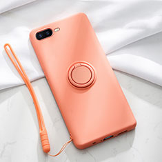 Ultra-thin Silicone Gel Soft Case Cover with Magnetic Finger Ring Stand T02 for Oppo RX17 Neo Orange