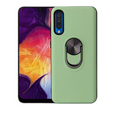 Ultra-thin Silicone Gel Soft Case Cover with Magnetic Finger Ring Stand T02 for Samsung Galaxy A70 Green
