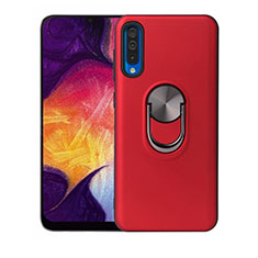 Ultra-thin Silicone Gel Soft Case Cover with Magnetic Finger Ring Stand T02 for Samsung Galaxy A70S Red