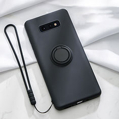 Ultra-thin Silicone Gel Soft Case Cover with Magnetic Finger Ring Stand T02 for Samsung Galaxy S10e Black