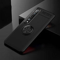 Ultra-thin Silicone Gel Soft Case Cover with Magnetic Finger Ring Stand T02 for Xiaomi Mi 10 Black