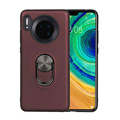 Ultra-thin Silicone Gel Soft Case Cover with Magnetic Finger Ring Stand T03 for Huawei Mate 30E Pro 5G Brown