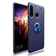 Ultra-thin Silicone Gel Soft Case Cover with Magnetic Finger Ring Stand T03 for Huawei Nova 4e Blue