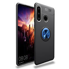 Ultra-thin Silicone Gel Soft Case Cover with Magnetic Finger Ring Stand T03 for Huawei Nova 4e Blue and Black