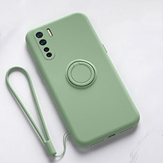 Ultra-thin Silicone Gel Soft Case Cover with Magnetic Finger Ring Stand T03 for Oppo F15 Cyan