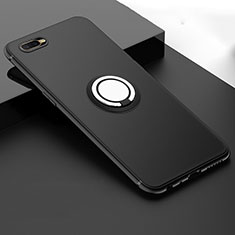 Ultra-thin Silicone Gel Soft Case Cover with Magnetic Finger Ring Stand T03 for Oppo R15X Black