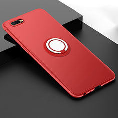 Ultra-thin Silicone Gel Soft Case Cover with Magnetic Finger Ring Stand T03 for Oppo RX17 Neo Red