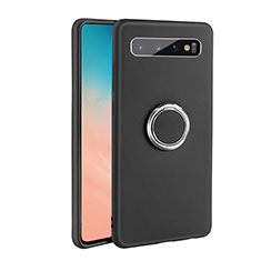 Ultra-thin Silicone Gel Soft Case Cover with Magnetic Finger Ring Stand T03 for Samsung Galaxy S10 Black