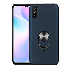 Ultra-thin Silicone Gel Soft Case Cover with Magnetic Finger Ring Stand T03 for Xiaomi Redmi 9i Navy Blue