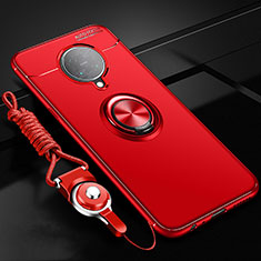 Ultra-thin Silicone Gel Soft Case Cover with Magnetic Finger Ring Stand T03 for Xiaomi Redmi K30 Pro Zoom Red