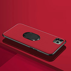 Ultra-thin Silicone Gel Soft Case Cover with Magnetic Finger Ring Stand T04 for Apple iPhone 11 Pro Red