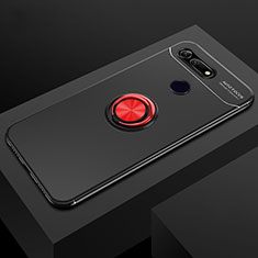 Ultra-thin Silicone Gel Soft Case Cover with Magnetic Finger Ring Stand T04 for Huawei Honor View 20 Red and Black