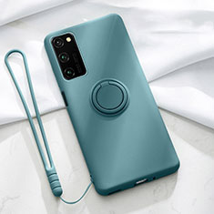 Ultra-thin Silicone Gel Soft Case Cover with Magnetic Finger Ring Stand T04 for Huawei Honor View 30 5G Green