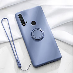 Ultra-thin Silicone Gel Soft Case Cover with Magnetic Finger Ring Stand T04 for Huawei P20 Lite (2019) Purple