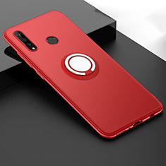 Ultra-thin Silicone Gel Soft Case Cover with Magnetic Finger Ring Stand T04 for Huawei P30 Lite New Edition Red
