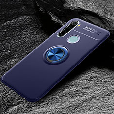 Ultra-thin Silicone Gel Soft Case Cover with Magnetic Finger Ring Stand T04 for Xiaomi Redmi Note 8T Blue