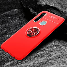 Ultra-thin Silicone Gel Soft Case Cover with Magnetic Finger Ring Stand T04 for Xiaomi Redmi Note 8T Red