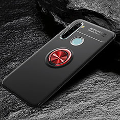 Ultra-thin Silicone Gel Soft Case Cover with Magnetic Finger Ring Stand T04 for Xiaomi Redmi Note 8T Red and Black