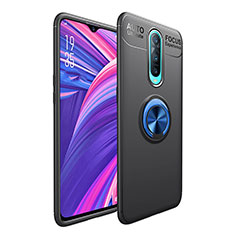 Ultra-thin Silicone Gel Soft Case Cover with Magnetic Finger Ring Stand T05 for Oppo R17 Pro Blue and Black