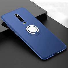 Ultra-thin Silicone Gel Soft Case Cover with Magnetic Finger Ring Stand T06 for Xiaomi Mi 9T Blue