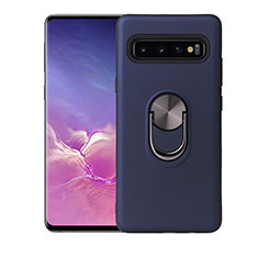 Ultra-thin Silicone Gel Soft Case Cover with Magnetic Finger Ring Stand T07 for Samsung Galaxy S10 5G Blue