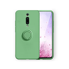 Ultra-thin Silicone Gel Soft Case Cover with Magnetic Finger Ring Stand T07 for Xiaomi Redmi K20 Green